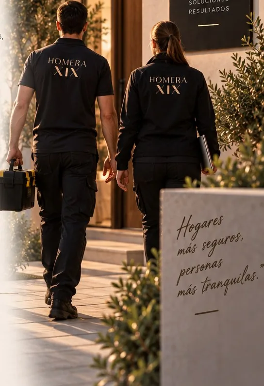 Dos técnicos de Homera XIX llegando a una vivienda